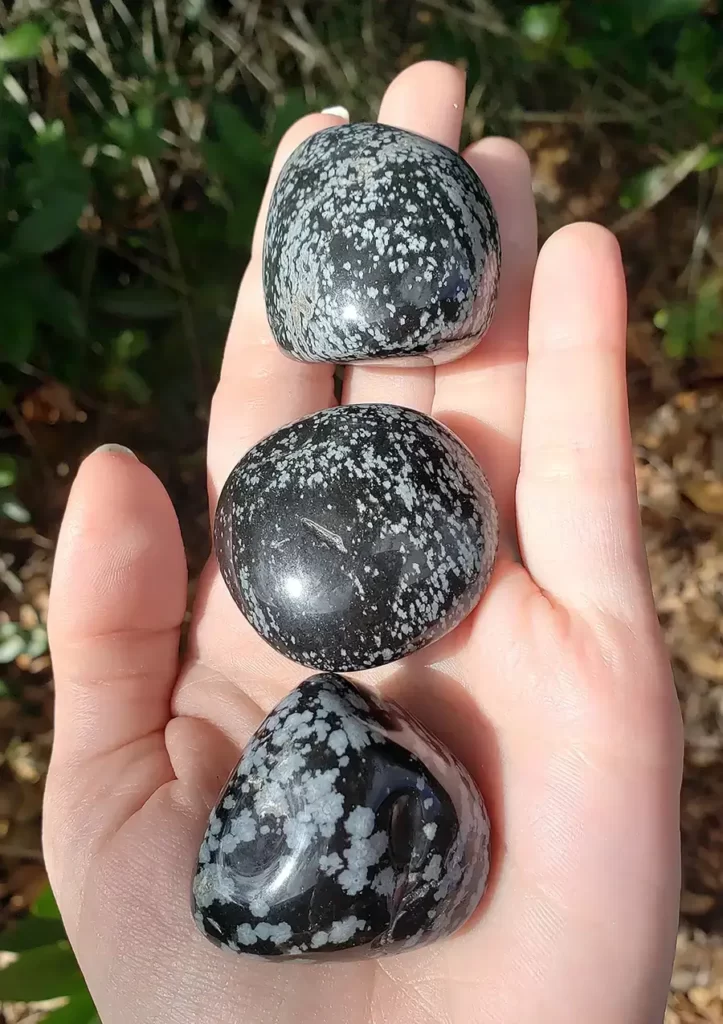 Black crystal with white spots benefits