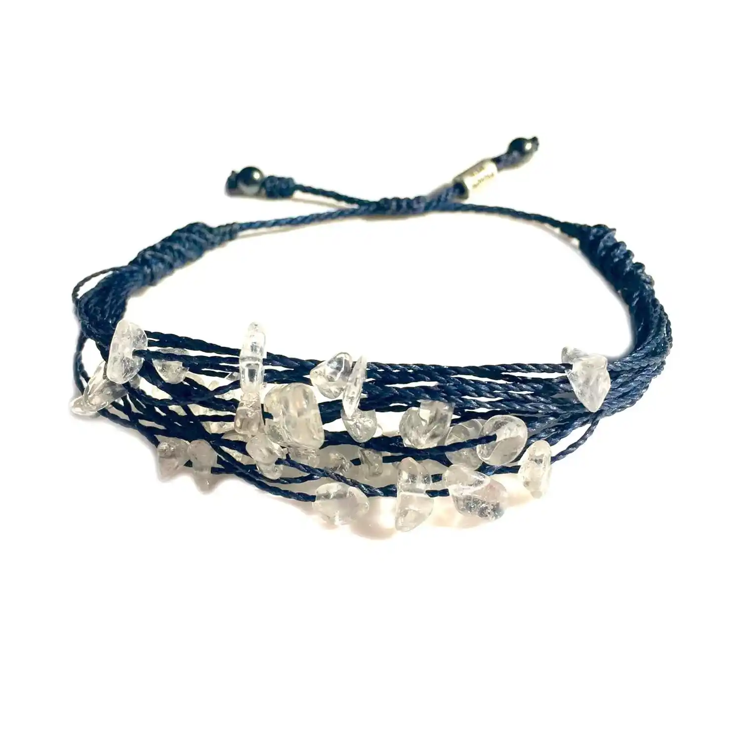 Clear Quartz Bracelet with Navy String