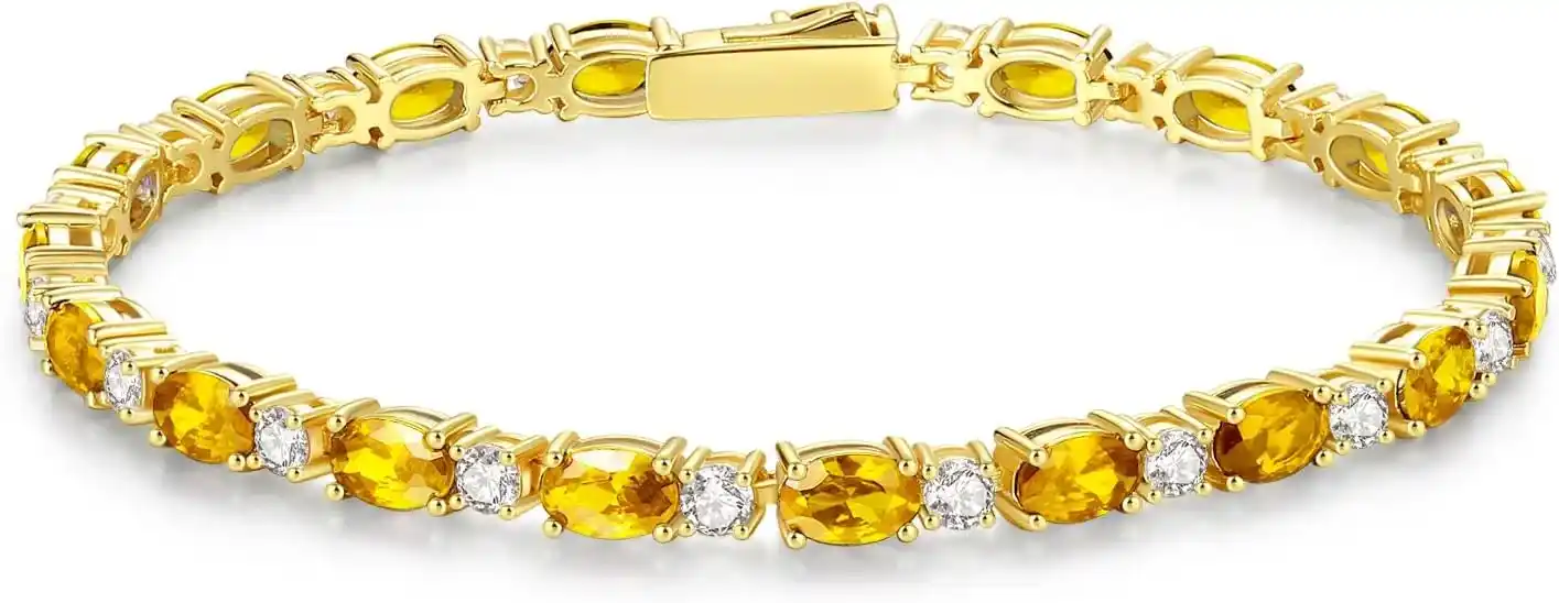 FANCIME 14K Gold Plated Birthstone Bracelet