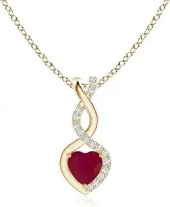 Angara Natural Ruby infinity Heart Pendant