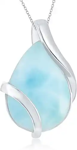 Beaux Bijoux Natural Larimar Gemstone Pendant