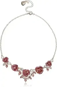 Betsey Johnson Glitter Rose Frontal Necklace