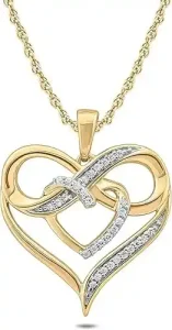 Cali Trove 1/10cttw Diamond Accent Double Heart with Infinity Sign Pendant