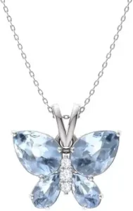 Diamondere Natural and Certified Gemstone and Diamond Butterfly Petite Necklace