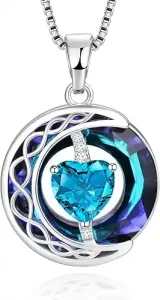 LIANYU Necklace for Women Blue Sapphire Necklace