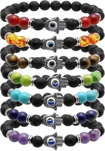 MILAKOO 7 Pcs Evil Eye Chakra Bracelet