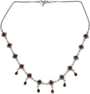 NOVICA Artisan Handmade Garnet Waterfall Necklace