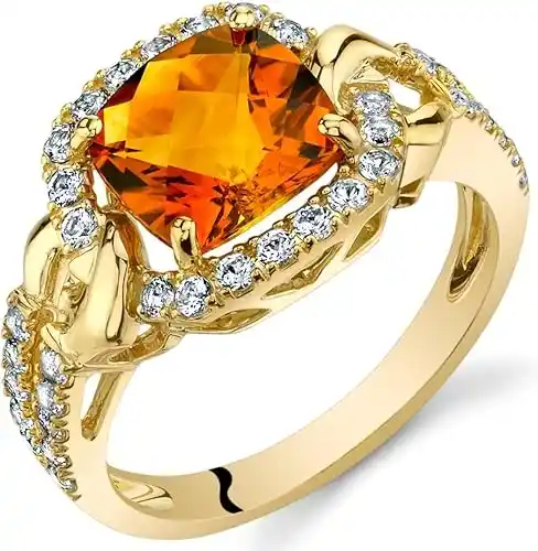 PEORA Citrine Elegant Halo Ring