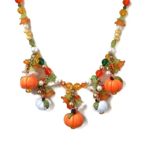 Pumpkin Charm Necklace with Swarovski Crystal