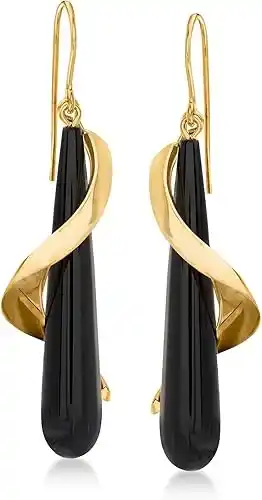 Ross-Simons Elongated Black Onyx Teardrop Spiral Earrings