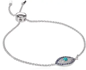 Sterling Silver Evil Eye Bolo Adjustable Bracelet