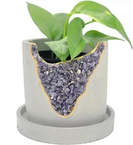 4 Inch Crystal Plant Pot with Saucer